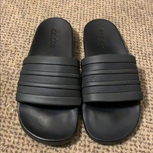 Black adidas slides